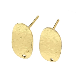 Oval Изделия из латуни, долговечный, стойки покрытие, золотые, с петлей, овальные, 14.5x8 мм, отверстие : 1 мм, штифты : 0.8x12.5 мм