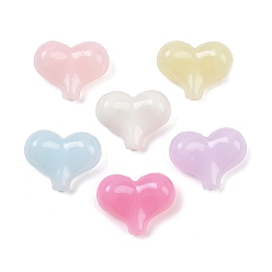 (52) Непрозрачная лаванда Пластиковые бусины, имитация желейных бусин, сердце, разноцветные, 16x21x9.5 мм, отверстие : 3 мм, 387 шт / 500 г