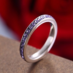 Танзания Красочные кольца с камнями, символизирующими знак зодиака, июнь, Кольца из нержавеющей стали со стразами для женщин, танзанитом, размер США 9 (18.9 мм)