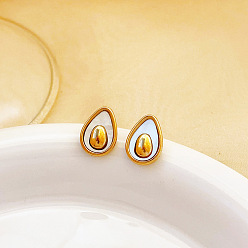 Золотой 304 из нержавеющей стали серьги, авокадо, золотые, 15 мм