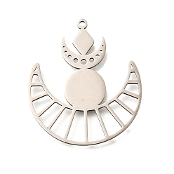 Нержавеющая Сталь Цвет 201 подвески из нержавеющей стали, лазерная резка, очарование фазы луны, анти-тускнение, цвет нержавеющей стали, 35x30x1 мм, отверстие : 1.5 мм