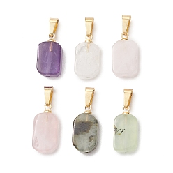 Смешанные камни Природные смешанные подвески драгоценных камней, прямоугольные подвески с латунными застежками на дужках, золотые, 15~16x8x5 мм, отверстие : 6x3 мм