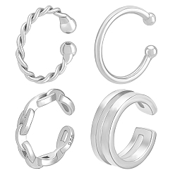 Платина 4 шт. 4 стилей 925 серьги-манжеты из стерлингового серебра, c-образный, платина, 11~12x1~4 мм, 1 шт / стиль