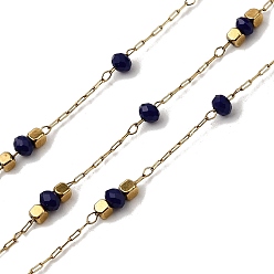 Черный Ручная работа 304 круглозвенные цепи из нержавеющей стали и стекла, пайки, с 316 цепями и катушкой из нержавеющей стали, ионное покрытие (ip), реальный 18 k позолоченный, чёрные, бисер: 3x2.5 мм & 2x2x2 мм