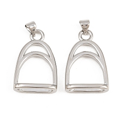 Платинированный Латунные подвески, долговечный, без кадмия, без никеля и без свинца, стремя прелести, Реальная платина, 25x17x7 мм, отверстие : 4 мм