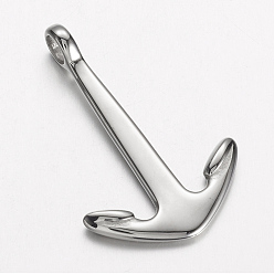 Stainless Steel Color Tarnish Resistant 304 Stainless Steel Pendants, Anchor, Stainless Steel Color, 39x25.5x7mm, Hole: 4.5mm