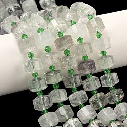 Зеленый Кварц Естественный зеленый кварцевые нити бисера, граненые, диск, Heishi бусы, с бисером, 11~12x8~9 мм, отверстие : 0.7~0.8 мм, примерно 32~33шт/нить 15.16''~15.39''(38.5~39.1см)