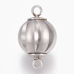 Матовый Платиновый Цвет 304 магнитные застежки из нержавеющей стали с петлями, матовая поверхность, круглые, матовой платины, 19x12 мм, отверстие : 2 мм