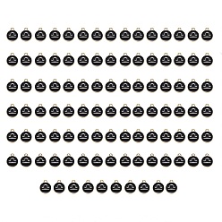 Libra Alloy Enamel Pendants, Flat Round with Constellation, Light Gold, Black, Libra, 15x12x2mm, Hole: 1.5mm, 100pcs/Box