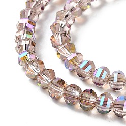 Orchid Transparent Electroplate Glass Beads Strands, AB Color, Faceted Lantern, Orchid, 6x4.5mm, Hole: 1.4mm, about 98pcs/strand, 17.72''(45cm)