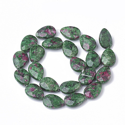 Ruby in Zoisite Natural Ruby in Zoisite Beads Strands, Faceted, Dyed, teardrop, 18x13x5mm, Hole: 1mm, about 22pcs/strand, 15.5 inch