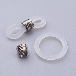 Платина Держатели силиконовой очковые, с железной фурнитурой, белые, платина, 19.5x6.5 мм