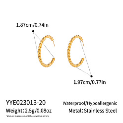 Real 18K Gold Plated 304 Stainless Steel Twist Knot Half Hoop Earrings for Women, C-shaped, Real 18K Gold Plated, 19.7x18.7mm
