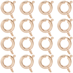 Real 18K Gold Plated 20Pcs Eco-friendly Brass Spring Ring Clasps, Cadmium Free & Lead Free, Long-Lasting Plated, Real 18K Gold Plated, 9x2mm, Hole: 1.5mm, Inner Diameter: 5mm