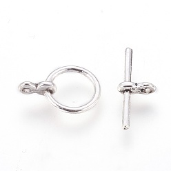 Antique Silver Alloy Toggle Clasps, Ring, Antique Silver, Ring: 12x17x1mm, Hole: 1.5mm, Bar: 19x8x1mm, Hole: 1.5mm