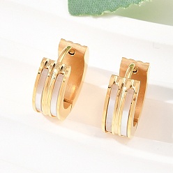 Золотой Полоса 304 серьги-кольца из нержавеющей стали для женщин, с 316 ушными шпильками из хирургической нержавеющей стали, ионное покрытие (ip), золотые, 13x5 мм