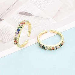 Настоящее золото 18K Манжеты из латуни с микро паве кубический цирконий для женщин, прямоугольные, реальный 18 k позолоченный, 4 мм