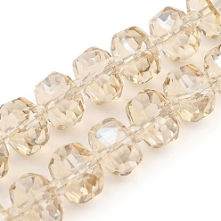 Льняное Полотно Прозрачные стеклянные бусины гальваническим пряди, гальваническое покрытие, граненые, рондель, белье, 10x6 мм, отверстие : 1.2 мм, около 60 шт / нитка, 19.69'' (50 см)