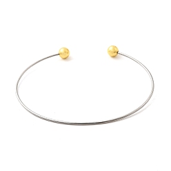 Золотой & Цвет Нержавеющей Стали 1.2мм 201 изготовление браслетов-манжет из нержавеющей стали, браслеты крутящего момента, золотые и нержавеющая сталь цвет, внутренний диаметр: 2-1/2x1-7/8 дюйм (6.5x4.7 см)