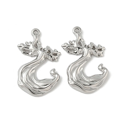 Нержавеющая Сталь Цвет 304 подвески из нержавеющей стали, волна, цвет нержавеющей стали, 32.5x21x3 мм, отверстие : 1.6 мм