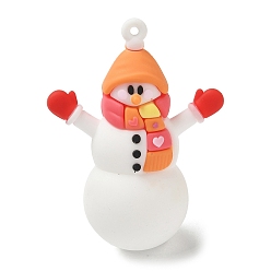 Снеговик Подвески из пвх на рождественскую тематику, снеговик, 56x42x23.5 мм, отверстие : 2 мм