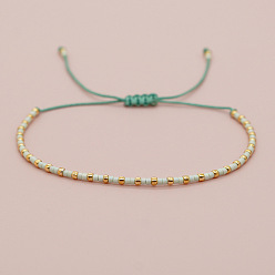 Лазурный Стеклянные бусины плетеные браслеты из бисера, Браслеты из плетеного синтетического волокна для женщин, лазурный, 11.02 дюйм (28 см)