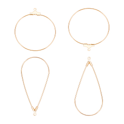 Real 18K Gold Plated Brass Pendants, Long-Lasting Plated, Nickel Free, Open Teardrop & Ring, Real 18K Gold Plated, 40pcs/box