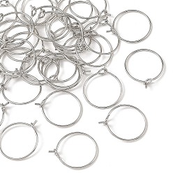 Platino Anillos con dijes de copas de vino de latón de Shegrace, resultados del pendiente del aro, sin cadmio, plomo, níquel, larga duración plateado, Platino, 18x15x0.7 mm