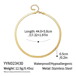 Настоящее золото 18K 5мм 304 плоские ожерелья-змейки из нержавеющей стали, реальный 18 k позолоченный, 16.93 дюйм (43 см)