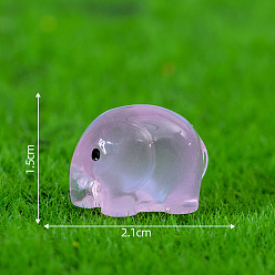 Сливовый Фигурки слонов из светящейся смолы 3d, для домашнего украшения рабочего стола, светится в темноте, слива, 21x15 мм