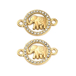 Настоящее золото 18K 304 подвески из нержавеющей стали с кристаллами и стразами, ионное покрытие (ip), слон ссылки, реальный 18 k позолоченный, 23.5x16.5x2 мм, отверстие : 2 мм