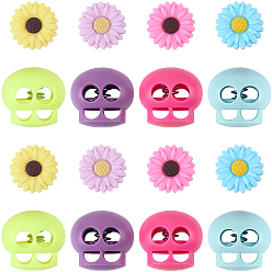 Mixed Color DIY Beads Findings Kits, including Daisy Silicone Beads, Plastic Cord Locks, Mixed Color, 19.5x7.5mm, Hole: 2mm