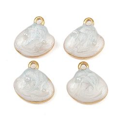 Shell Shape 304 нержавеющей стальной эмали подвески, с абс пластмассовой имитационной жемчужиной, ионное покрытие (ip), реальный 18 k позолоченный, формы раковины, 14.5x13.5x5 мм, отверстие : 1.6 мм