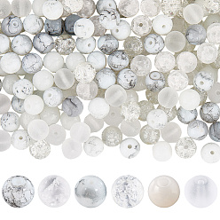 (52) Непрозрачная лаванда 300 шт. 6 цветные стеклянные бусины с эффектом кракле, окрашенные методом выпекания и распылением, смешанный стиль, разноцветные, 8~9 мм, отверстие : 1.2~1.6 мм, 50 шт / цвет