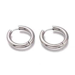 Нержавеющая Сталь Цвет Устойчивые к потускнению 201 серьги-кольца Huggie Hoop из нержавеющей стали, с 304 штифта из нержавеющей стали, гипоаллергенные серьги, кольцо, цвет нержавеющей стали, 25~26x3 мм, 9 датчик, штифты : 1 мм