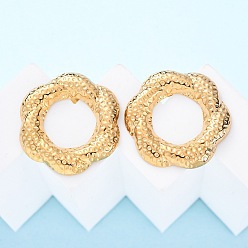 Золотой 304 серьги-гвоздики из нержавеющей стали для женщин, цветок, золотые, 29.5x28 мм