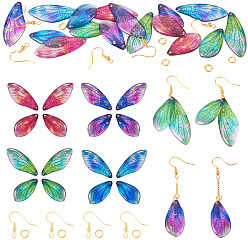 (52) Непрозрачная лаванда Набор для изготовления серег своими руками, включая подвески из смоляных крыльев бабочки, медные крючки и кольца для сережек, разноцветные