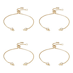 Настоящее золото 18K Регулируемые латунные ползунковые браслеты с покрытием стойки, с кристально горный хрусталь, для изготовления браслетов, долговечный, звезда, реальный 18 k позолоченный, 4-3/4 дюйм (12 см)