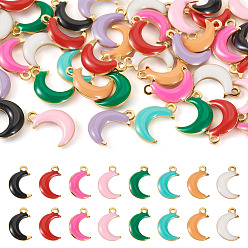 Луна 50шт 304 эмалированные подвески из нержавеющей стали, золотистый. смешанные цвета, луна, 8.5x5.5x2 мм, отверстие : 0.8 мм