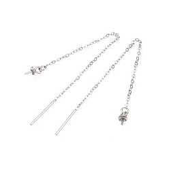 Платина Фурнитура для сережек-гвоздиков из стерлингового серебра с родиевым покрытием, устойчивым к потускнению, ушные резьбы, платина, 925 мм, штифты : 89 мм, Кулон : 0.5 мм