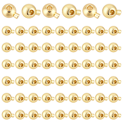 Real 18K Gold Plated 60Pcs Brass Crimp Beads, Long-Lasting Plated, Round, Real 18K Gold Plated, 5x3.5x3.5mm, Hole: 0.9mm