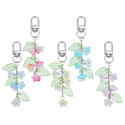 (52) Непрозрачная лаванда 5шт. акриловые подвесные украшения в виде ландыша, с железной цепочкой и поворотными застежками из сплава, разноцветные, 95 мм