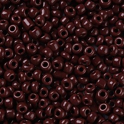 Coconut Brown Glass Seed Beads, Opaque Colours Seed, Small Craft Beads for DIY Jewelry Making, Round, Coconut Brown, 4mm, Hole:1.5mm, about 4500pcs/pound