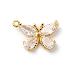 Золотой Латунные микро проложить кубического циркония прелести, без кадмия, без никеля и без свинца, бабочка, золотые, 10x15x3 мм, отверстие : 1 мм