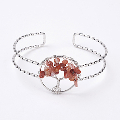 Красный Агат Браслеты из манжеты из натурального сердолика, с латунной фурнитурой платинового цвета, 2 дюйм x 2-3/8 дюйм ~ 2-3/8 дюйм (50x60~62 мм)