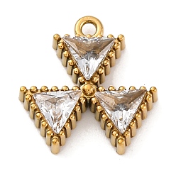 Прозрачный Ионное покрытие (IP) 304 подвески из циркония из нержавеющей стали, реальный 18 k позолоченный, прозрачные, 12.5x12.5x3 мм, отверстие : 1.2 мм