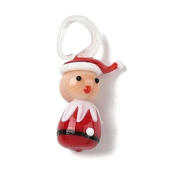 Santa Claus Рождество ручной работы Lampwork подвески, Дед Мороз, 38x20x12 мм, отверстие : 9x8 мм