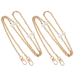 Light Gold 2Pcs Alloy Link Bag Strap Chains, with Beads and Zinc Alloy Clasps, for Bag Replacement Accessories, Light Gold, 121cm