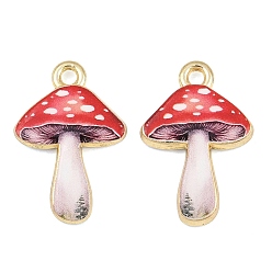 Camelia Colgantes de la aleación impresos, encantos de hongos, dorado, chapado en rack, camelia, 21x14x3 mm, agujero: 1.6 mm