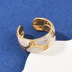 Настоящее золото 18K 304 регулируемые манжеты из нержавеющей стали с эмалью для женщин, реальный 18 k позолоченный, 9 мм, внутренний диаметр: регулируемый